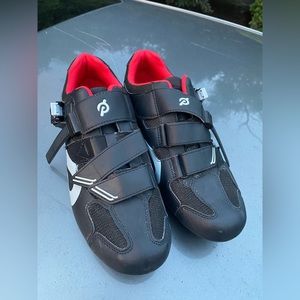 Peloton Shoes Mens 43 Cycling Bicycle Sneakers PL-SH-B-43 Black White Leather